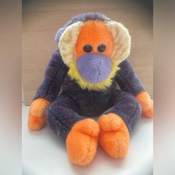 14” Ty Orangutan Beanie Buddy /Purple Orange Yellow in Colour - Picture 2 of 8
